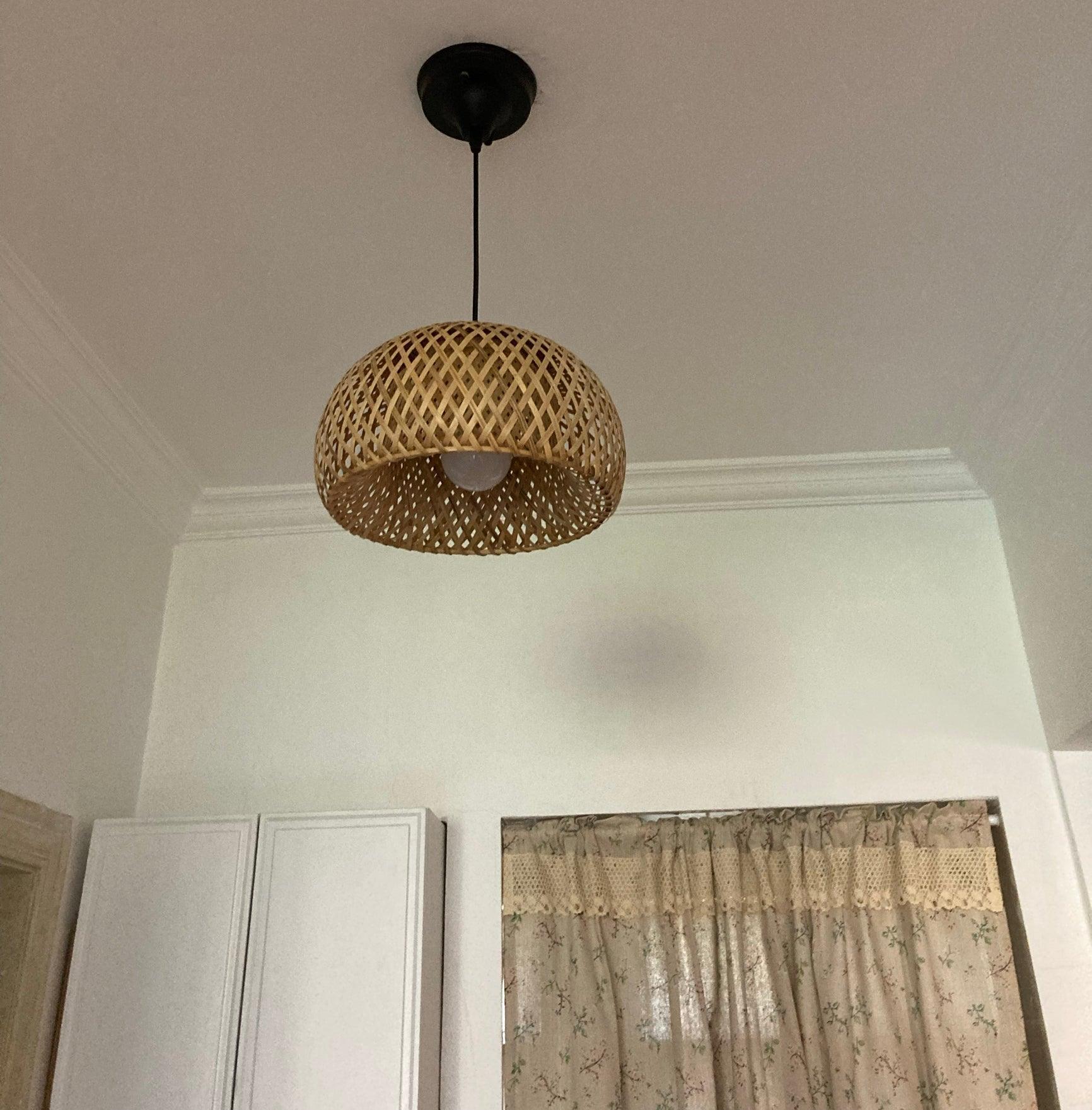 Artisan Hand Woven Bamboo Pendant Light Natural Sustainable Rattan Style Ceiling Fixture