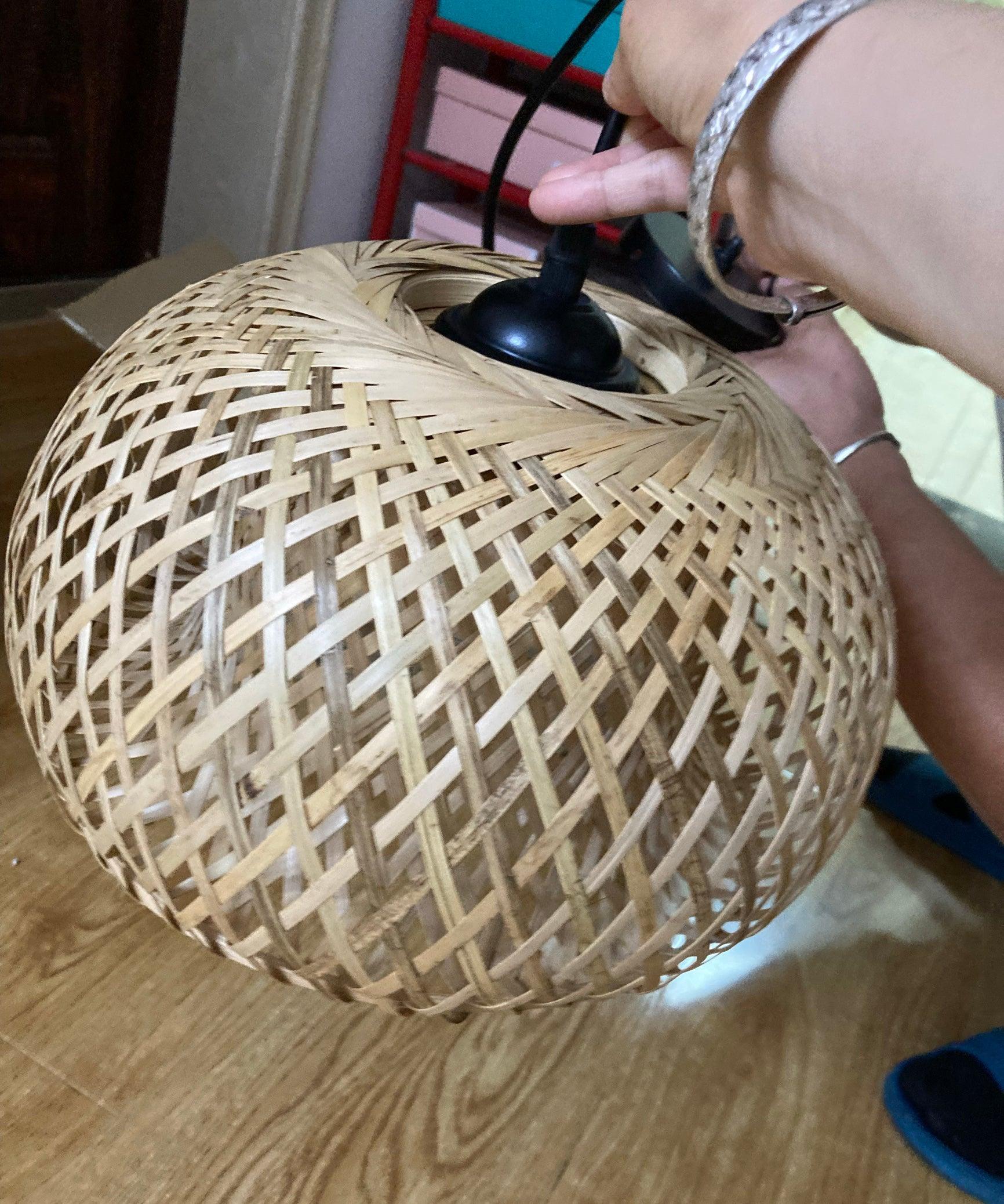 Artisan Hand Woven Bamboo Pendant Light Natural Sustainable Rattan Style Ceiling Fixture