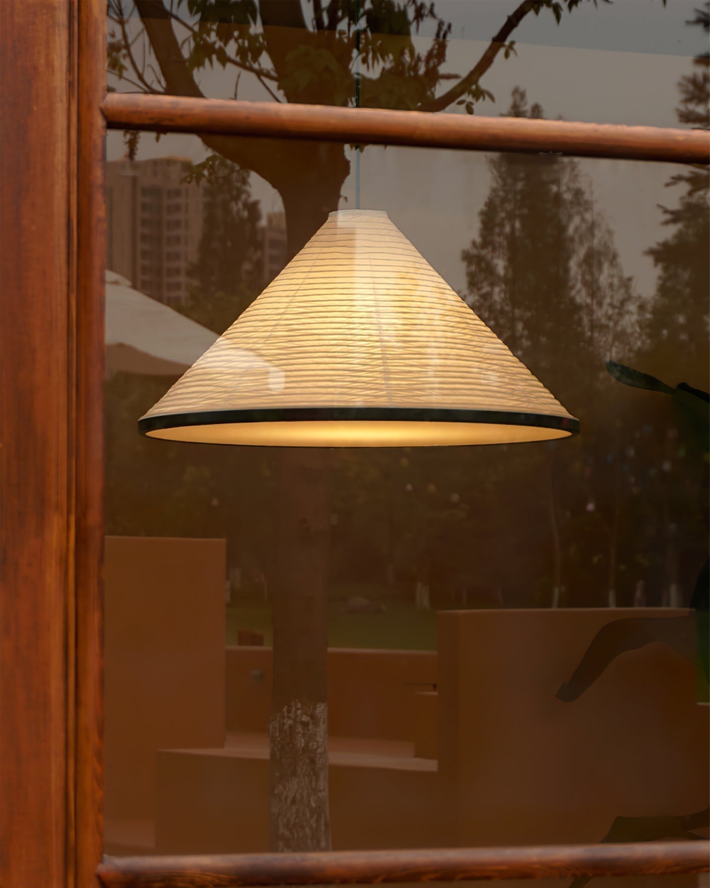 Artisanal Pyramid Washi Paper Pendant Lamp Geometric Japanese Style Hanging Light for Dining Room and Bedroom