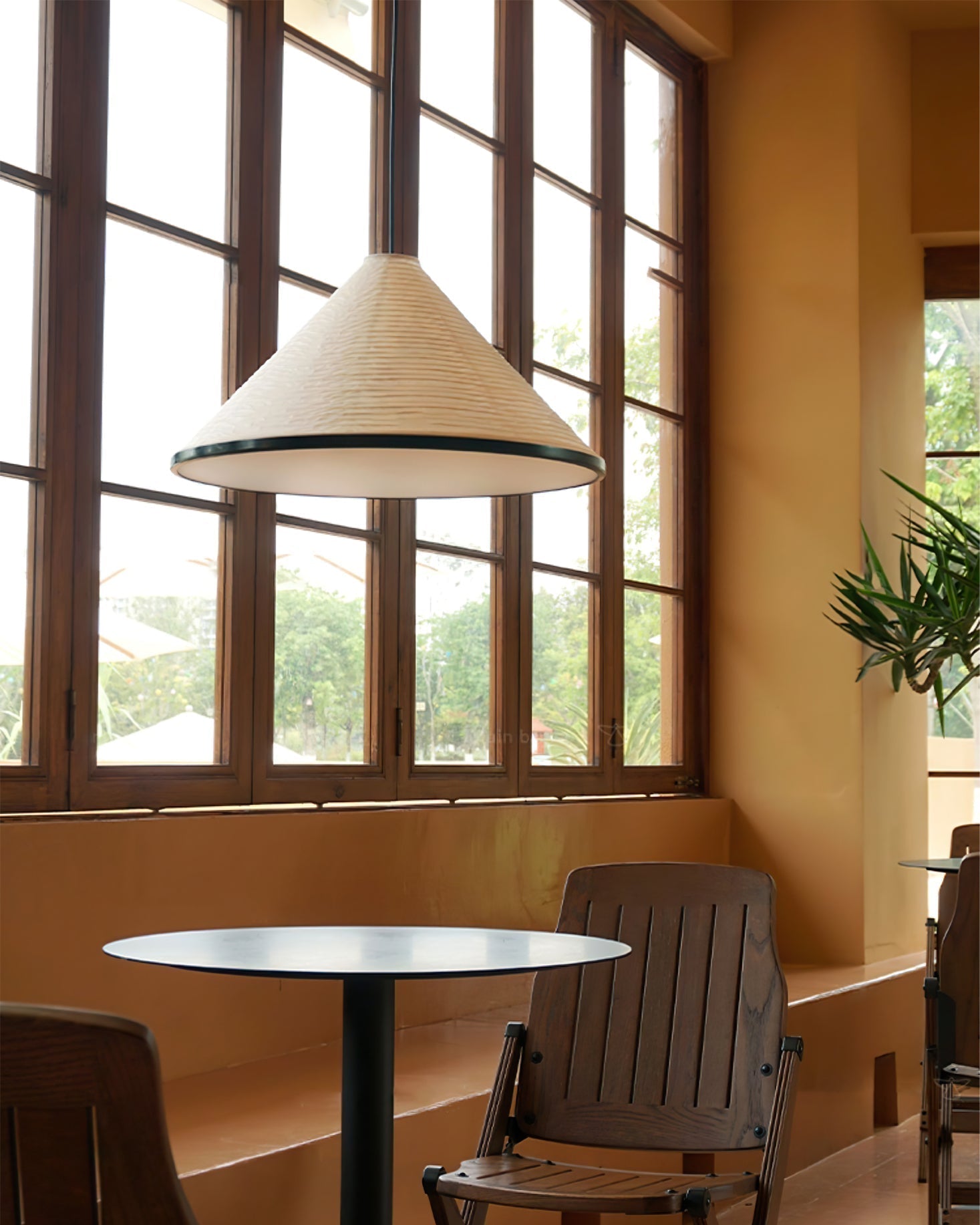 Artisanal Pyramid Washi Paper Pendant Lamp Geometric Japanese Style Hanging Light for Dining Room and Bedroom
