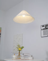 Artisanal Pyramid Washi Paper Pendant Lamp Geometric Japanese Style Hanging Light for Dining Room and Bedroom