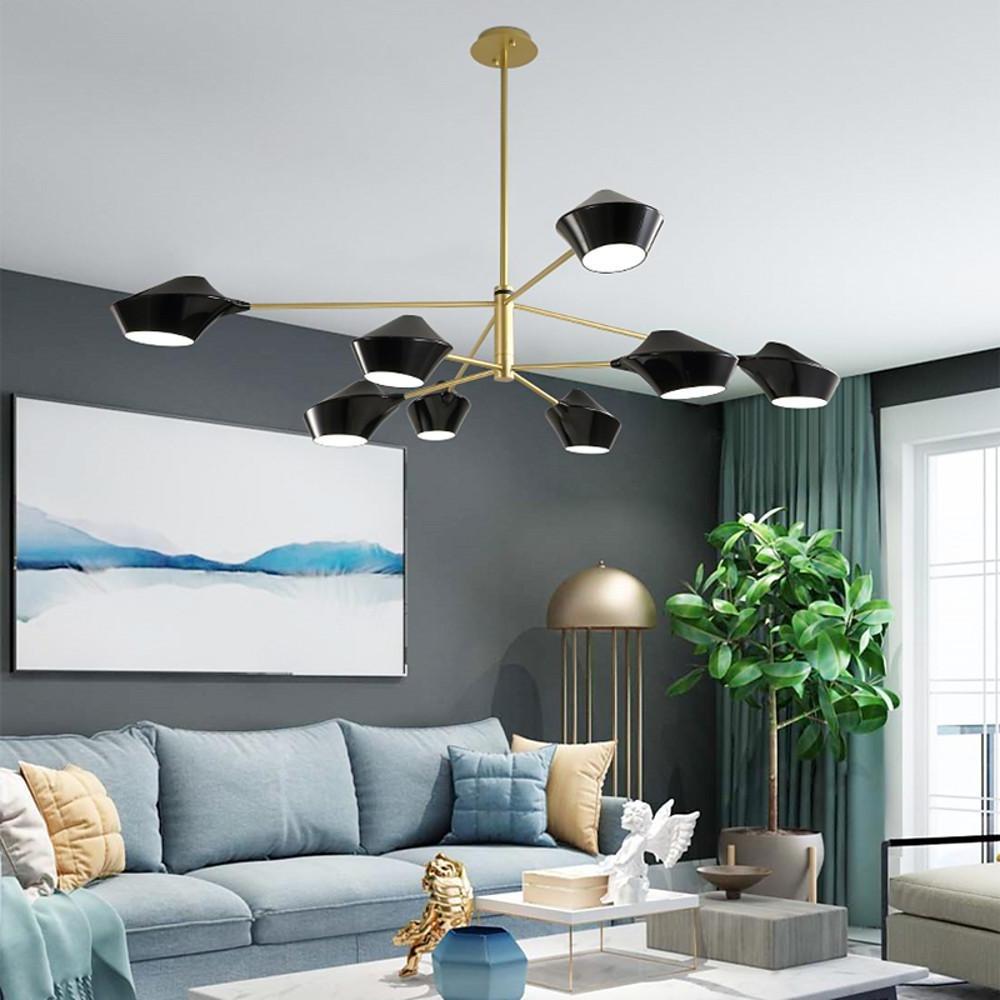 Artistic 8 Light Industrial Sputnik Chandelier for Dining Room Modern LED Metal Ceiling Lamp