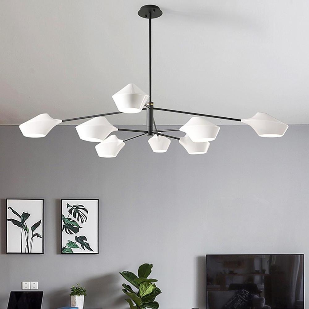 Artistic 8 Light Industrial Sputnik Chandelier for Dining Room Modern LED Metal Ceiling Lamp