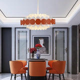 Artistic Blue Metal Frill Hanging Lamp Modern Geometric Circular Ceiling Light Fixture