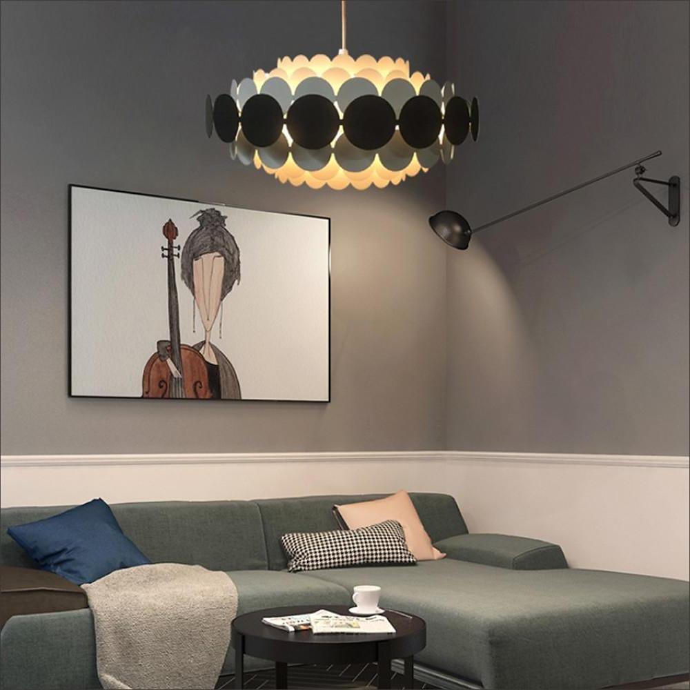 Artistic Blue Metal Frill Hanging Lamp Modern Geometric Circular Ceiling Light Fixture