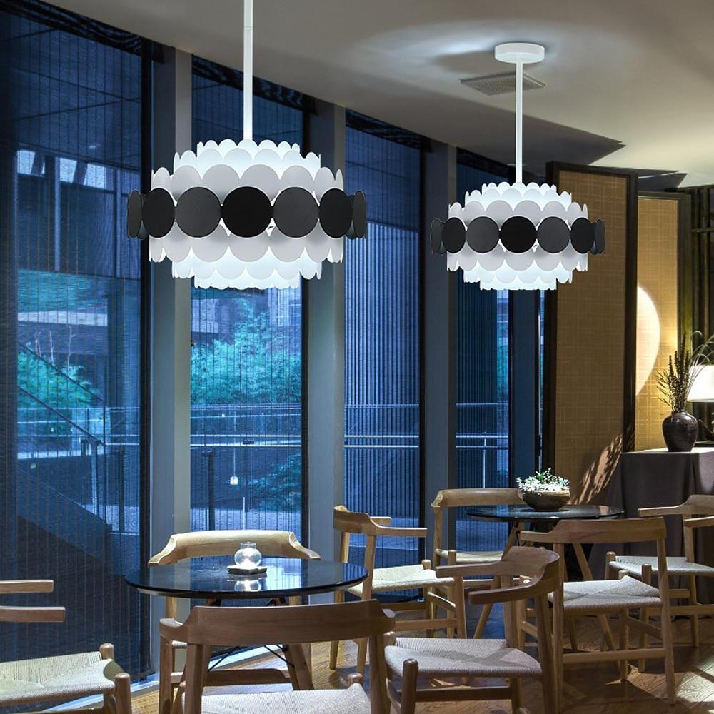 Artistic Blue Metal Frill Hanging Lamp Modern Geometric Circular Ceiling Light Fixture