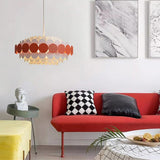 Artistic Blue Metal Frill Hanging Lamp Modern Geometric Circular Ceiling Light Fixture