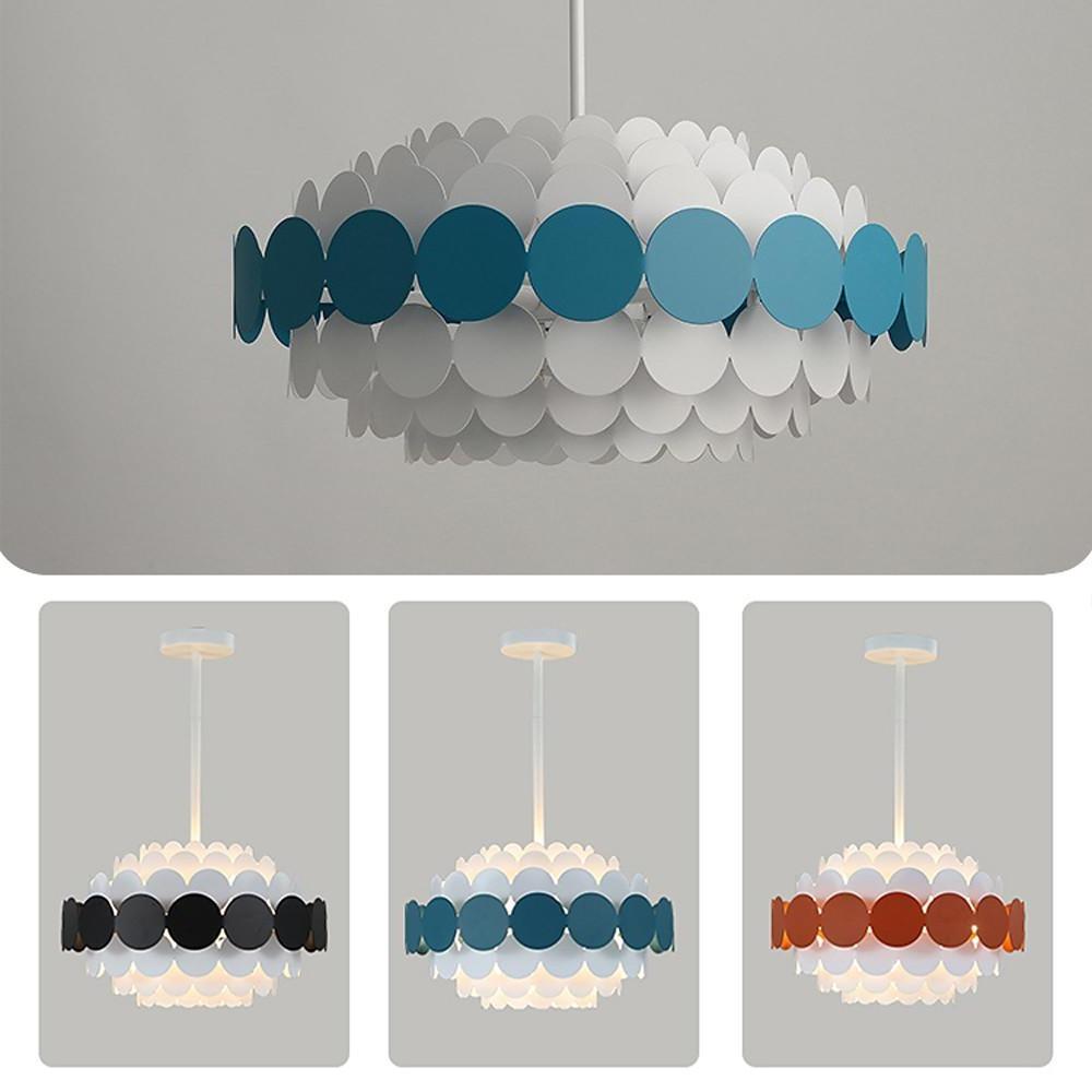 Artistic Blue Metal Frill Hanging Lamp Modern Geometric Circular Ceiling Light Fixture