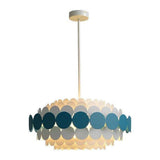 Artistic Blue Metal Frill Hanging Lamp Modern Geometric Circular Ceiling Light Fixture