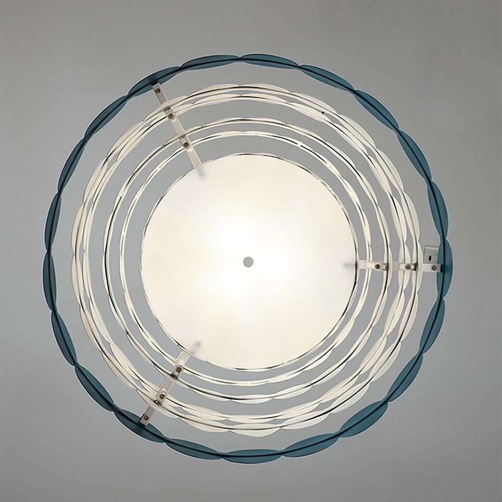 Artistic Blue Metal Frill Hanging Lamp Modern Geometric Circular Ceiling Light Fixture
