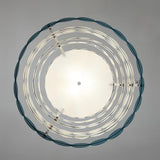 Artistic Blue Metal Frill Hanging Lamp Modern Geometric Circular Ceiling Light Fixture
