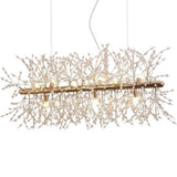 Artistic Crystal Branch LED Pendant Light Gold Metal Chandelier for Modern Home Interiors