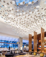Artistic Glass Wave Chandelier Large LED Pendant Light for High Ceilings