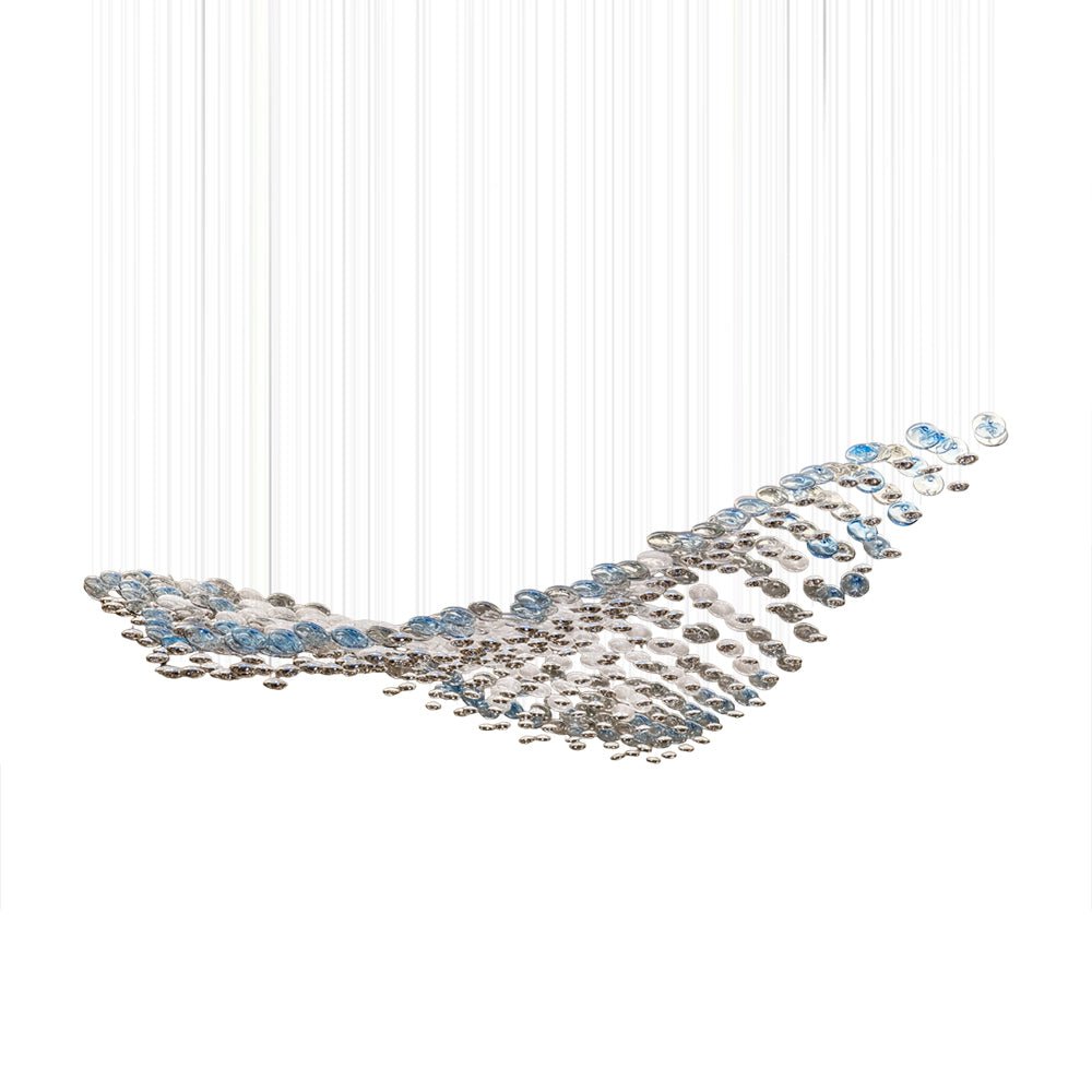 Artistic Glass Wave Chandelier Large LED Pendant Light for High Ceilings