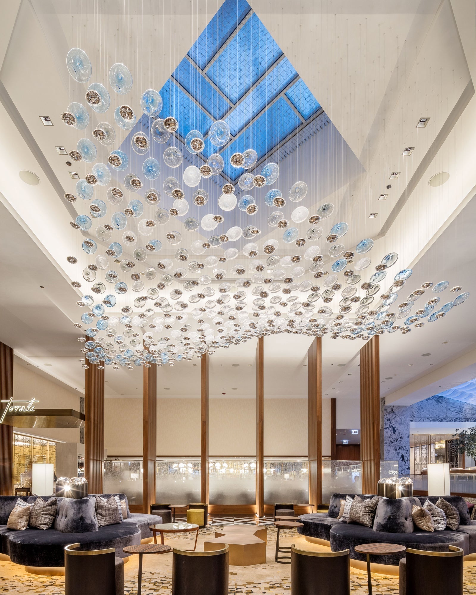 Artistic Glass Wave Chandelier Large LED Pendant Light for High Ceilings