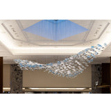 Artistic Glass Wave Chandelier Large LED Pendant Light for High Ceilings