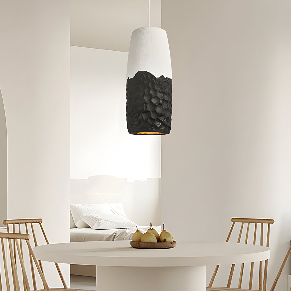 Artistic Handmade Sculpture HDPE Wabi Sabi Pendant Light Japanese Style Hanging Ceiling Lamp