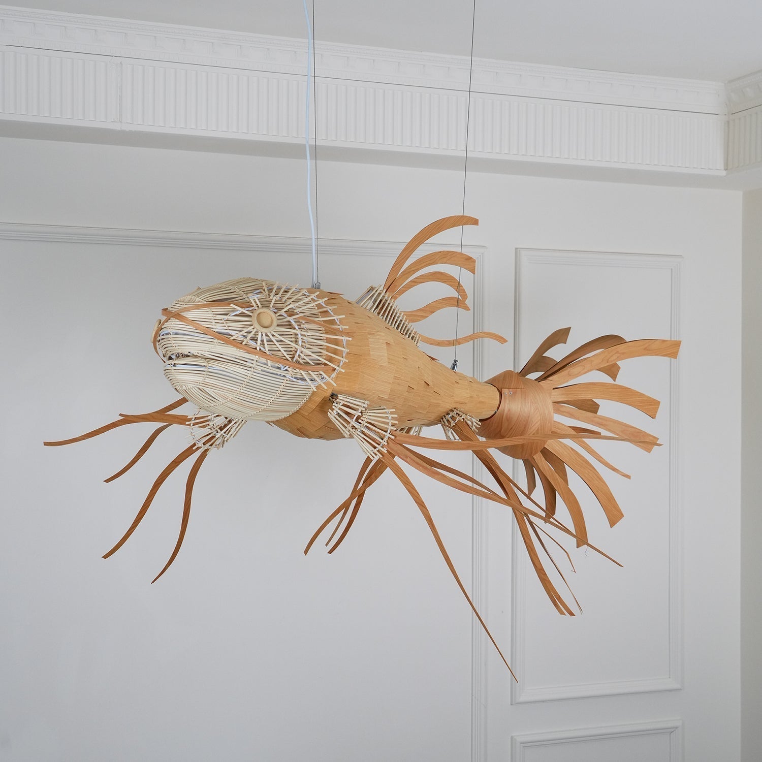 artistic-koi-fish-wood-slat-chandelier-large-scale-statement-lighting-for-home