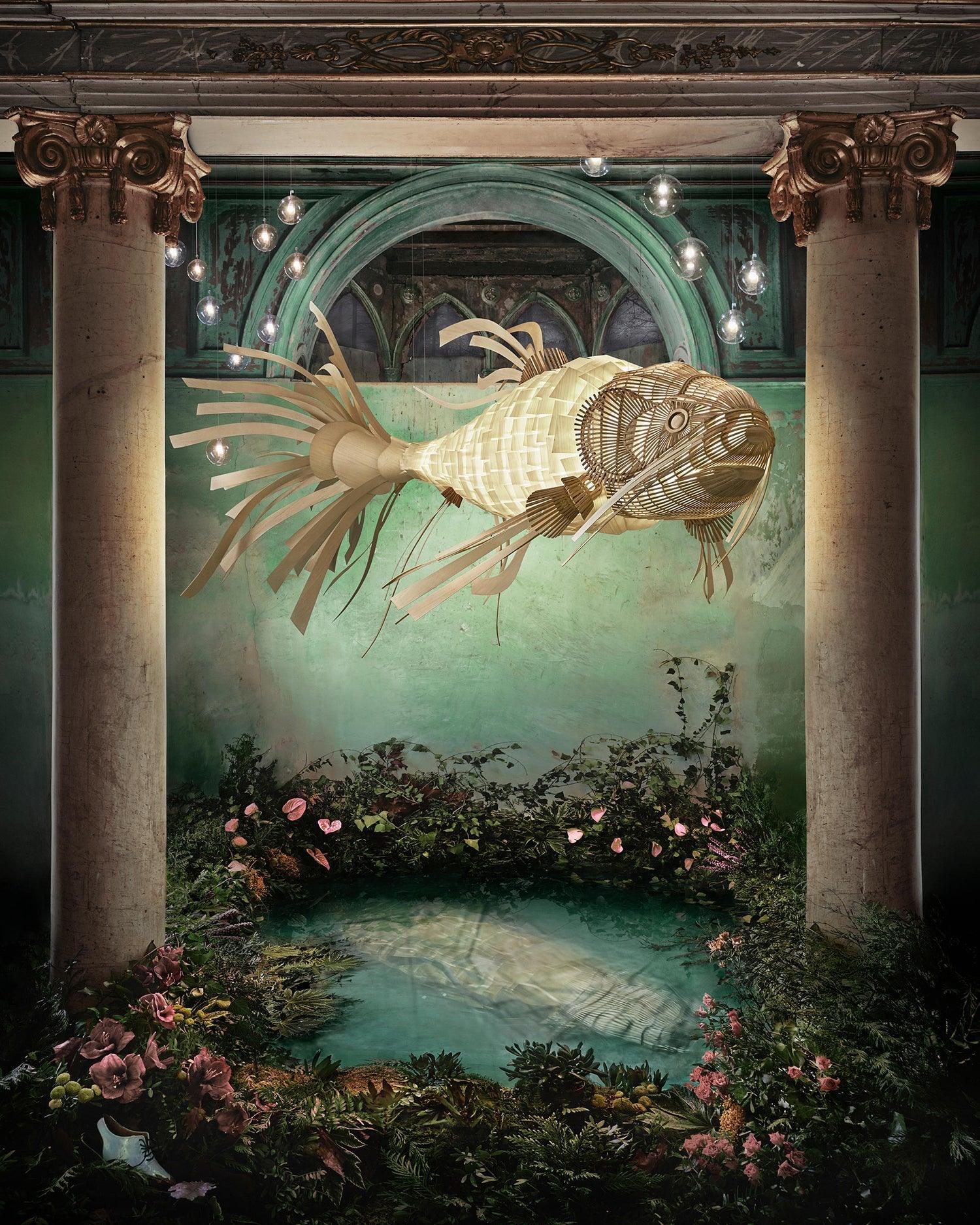 artistic-koi-fish-wood-slat-chandelier-large-scale-statement-lighting-for-home