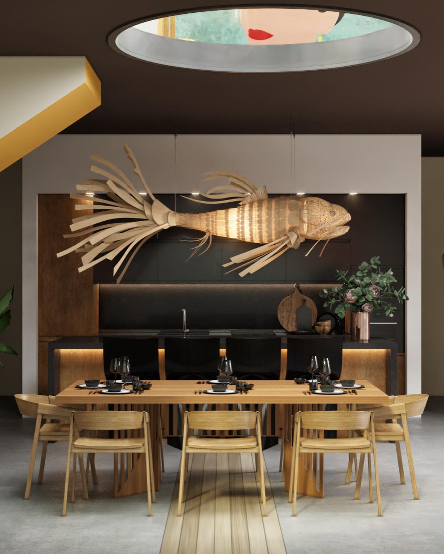 artistic-koi-fish-wood-slat-chandelier-large-scale-statement-lighting-for-home
