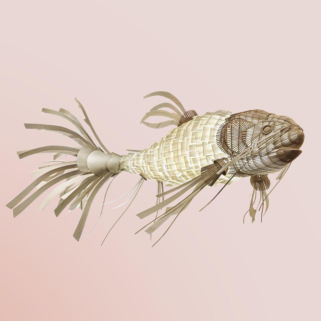artistic-koi-fish-wood-slat-chandelier-large-scale-statement-lighting-for-home