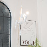 Artistic Monkey Hanging Pendant Lamp Resin Animal Figure Rope Ceiling Light