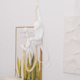 Artistic Monkey Hanging Pendant Lamp Resin Animal Figure Rope Ceiling Light