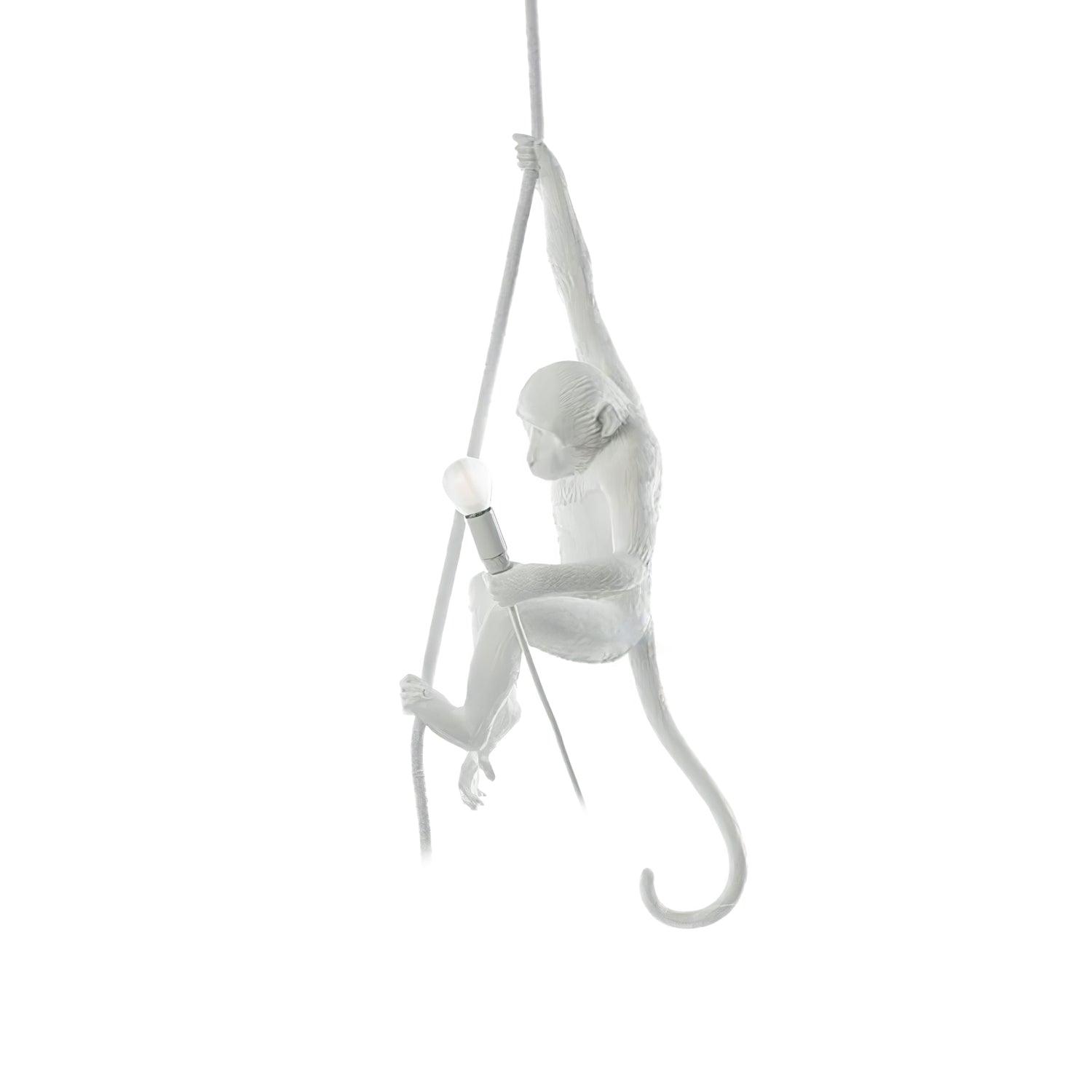 Artistic Monkey Hanging Pendant Lamp Resin Animal Figure Rope Ceiling Light