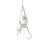 Artistic Monkey Hanging Pendant Lamp Resin Animal Figure Rope Ceiling Light