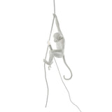 Artistic Monkey Hanging Pendant Lamp Resin Animal Figure Rope Ceiling Light