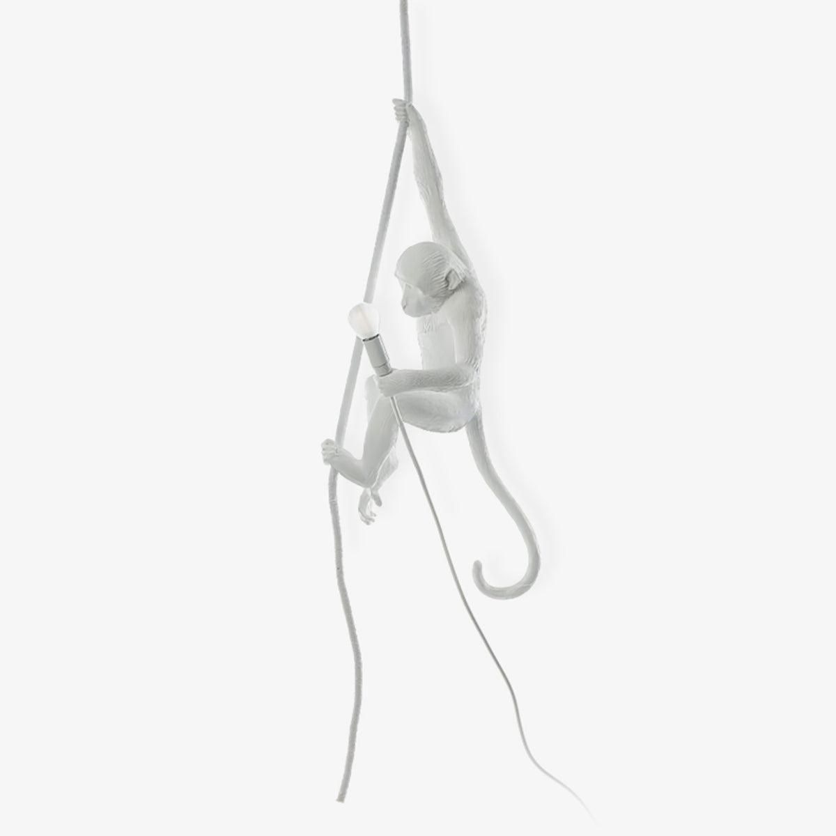 Artistic Monkey Hanging Pendant Lamp Resin Animal Figure Rope Ceiling Light