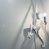 Artistic Monkey Hanging Pendant Lamp Resin Animal Figure Rope Ceiling Light