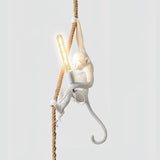 Artistic Monkey Hanging Pendant Lamp Resin Animal Figure Rope Ceiling Light