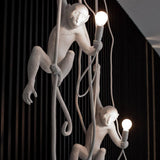 Artistic Monkey Hanging Pendant Lamp Resin Animal Figure Rope Ceiling Light