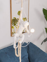 Artistic Monkey Hanging Pendant Lamp Resin Animal Figure Rope Ceiling Light