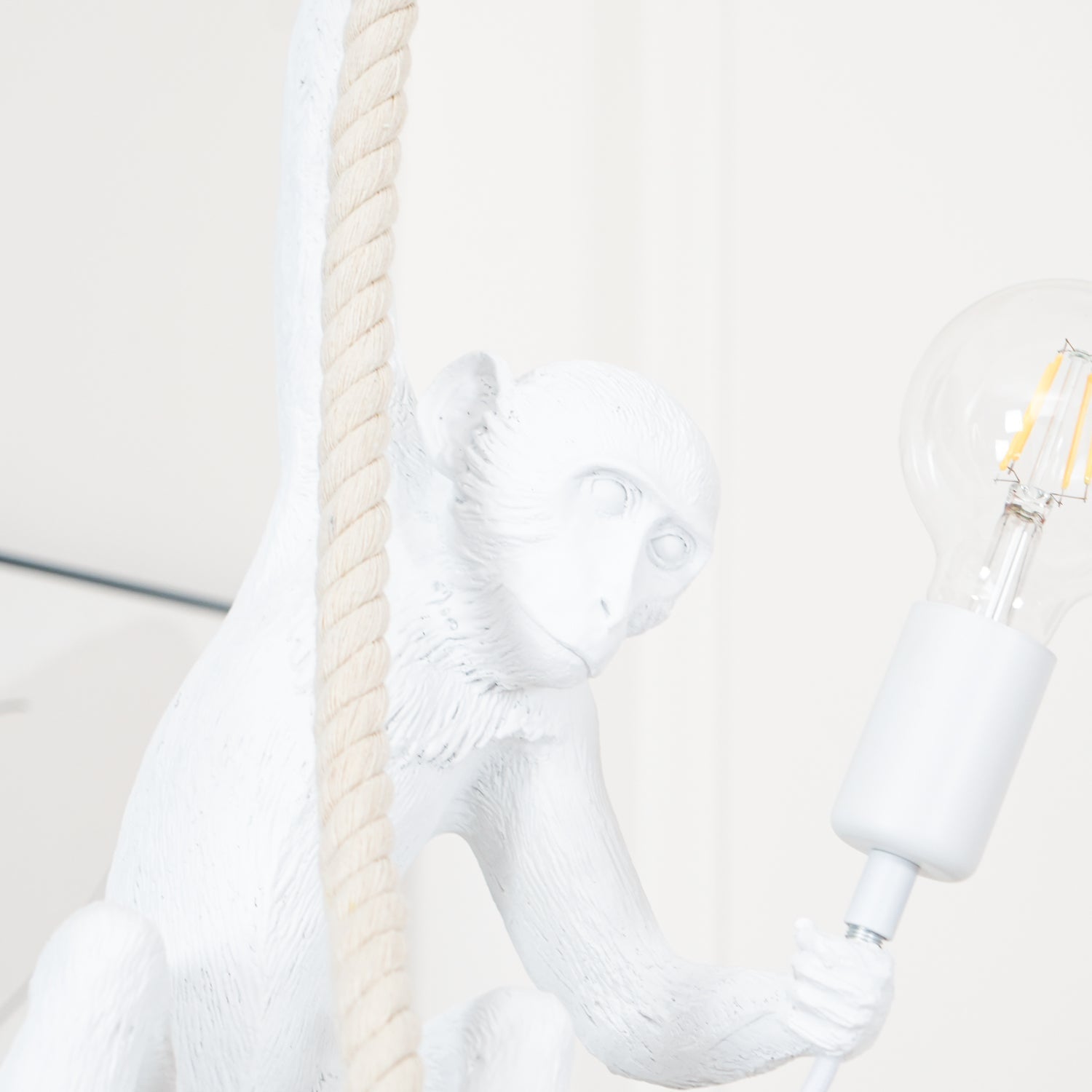 Artistic Monkey Hanging Pendant Lamp Resin Animal Figure Rope Ceiling Light