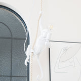 Artistic Monkey Hanging Pendant Lamp Resin Animal Figure Rope Ceiling Light