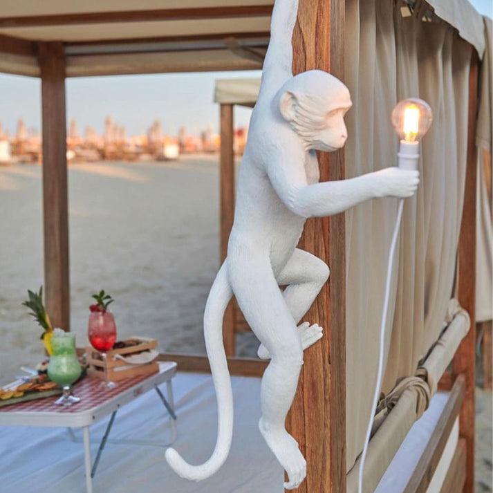 Artistic Monkey Resin Wall Sconce Whimsical Animal Design Interior Light