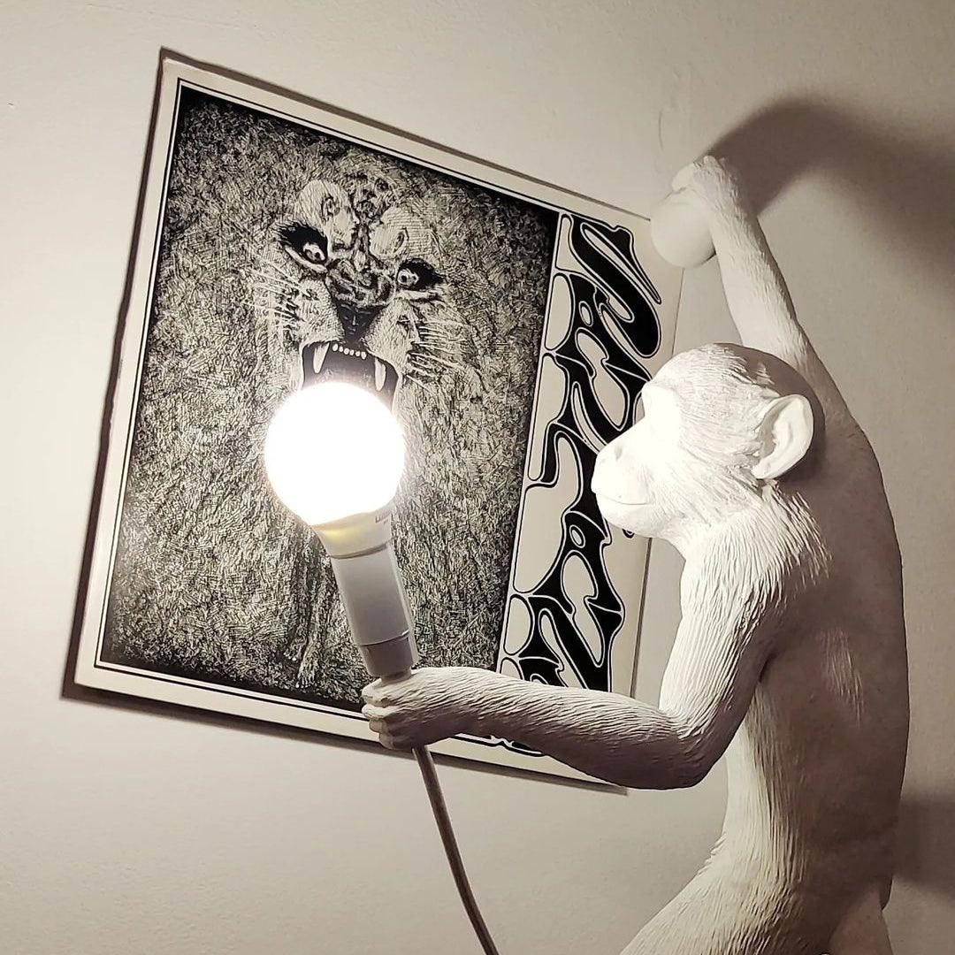 Artistic Monkey Resin Wall Sconce Whimsical Animal Design Interior Light