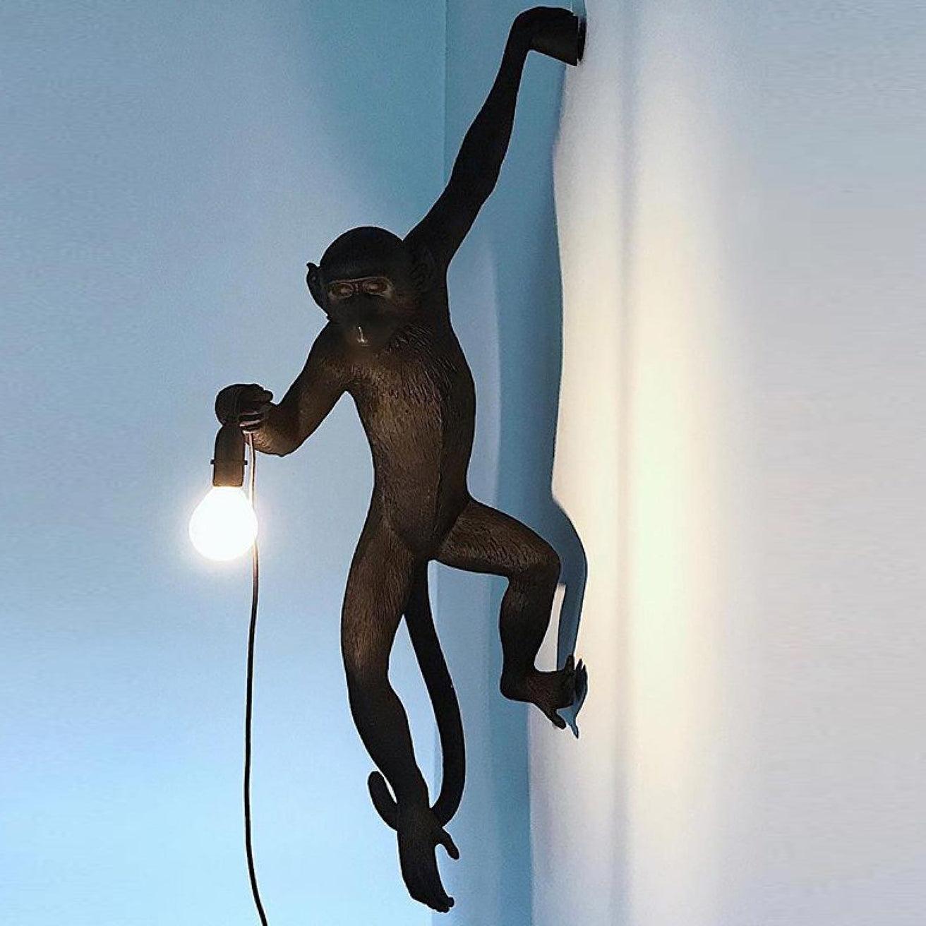 Artistic Monkey Resin Wall Sconce Whimsical Animal Design Interior Light