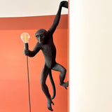 Artistic Monkey Resin Wall Sconce Whimsical Animal Design Interior Light