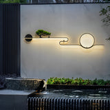 Artistic Moon and Tree Design Outdoor LED Wall Sconce Waterproof Black Exterior Lighting