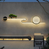 Artistic Moon and Tree Design Outdoor LED Wall Sconce Waterproof Black Exterior Lighting