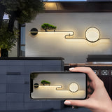 Artistic Moon and Tree Design Outdoor LED Wall Sconce Waterproof Black Exterior Lighting