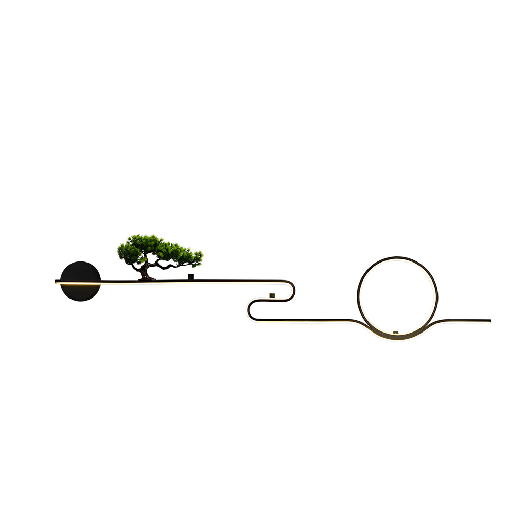 Artistic Moon and Tree Design Outdoor LED Wall Sconce Waterproof Black Exterior Lighting