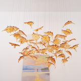 Artistic Multicolor Crystal Maple Leaf Chandelier Luxury Glass Leaf LED Pendant Light