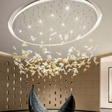 Artistic Multicolor Crystal Maple Leaf Chandelier Luxury Glass Leaf LED Pendant Light