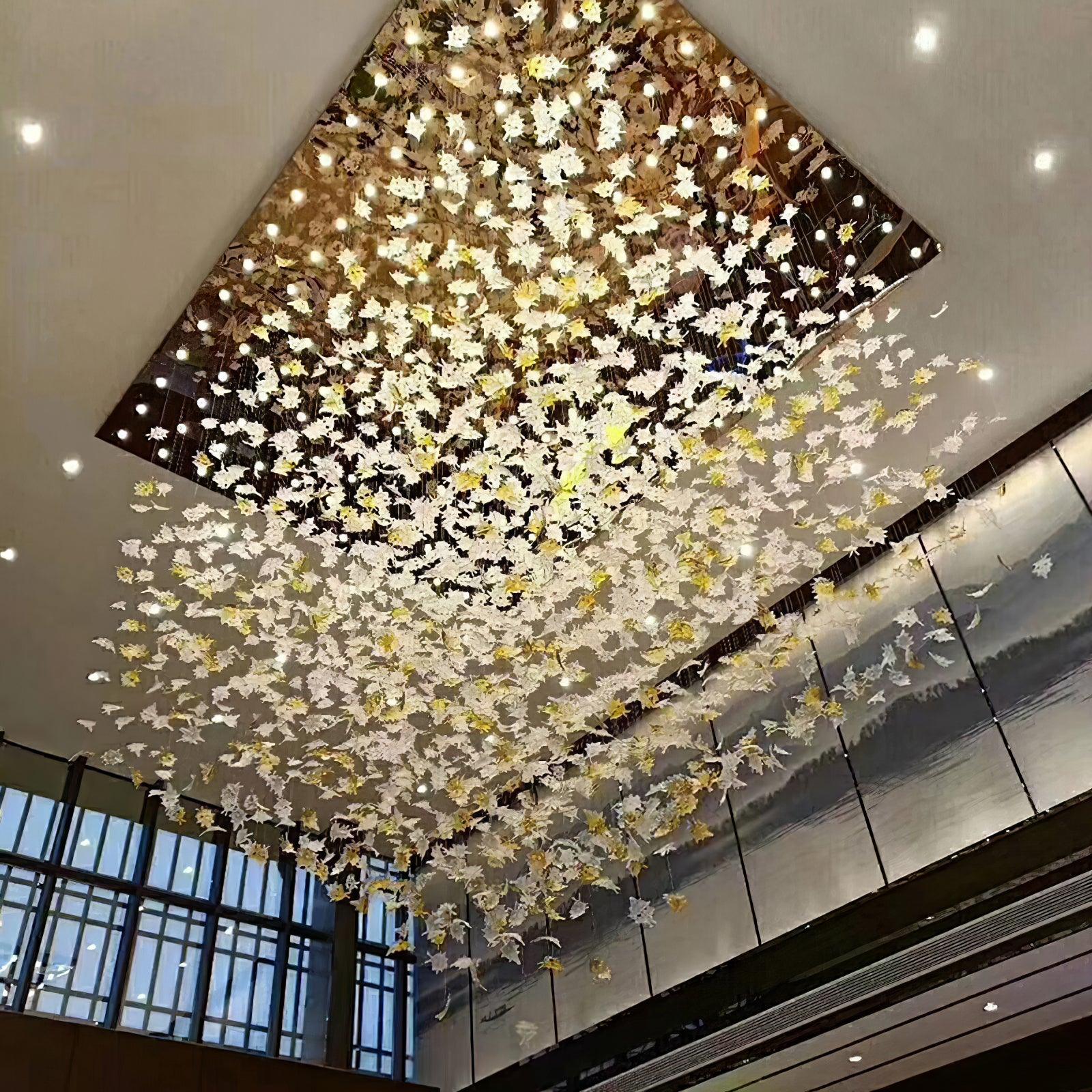 Artistic Multicolor Crystal Maple Leaf Chandelier Luxury Glass Leaf LED Pendant Light
