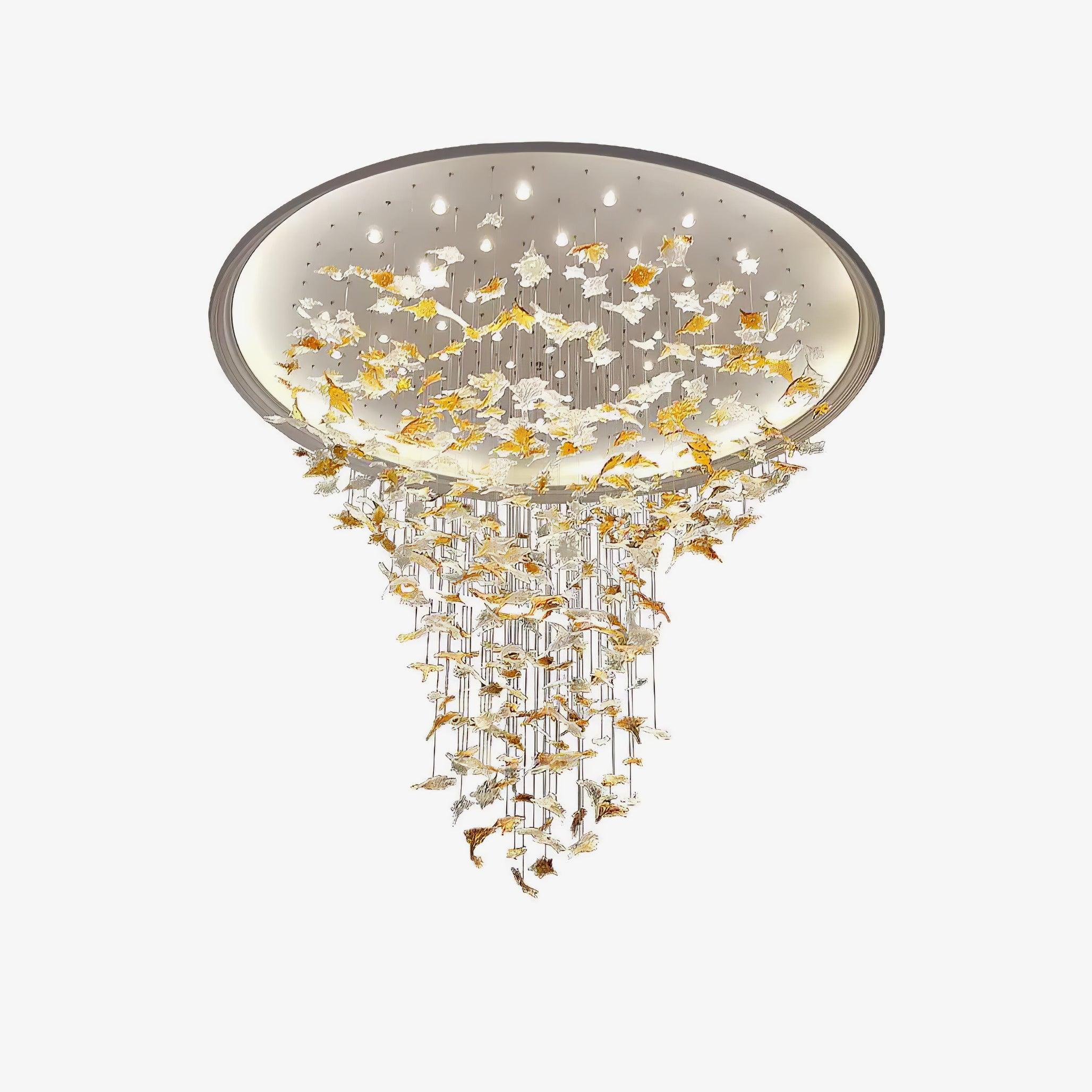 Artistic Multicolor Crystal Maple Leaf Chandelier Luxury Glass Leaf LED Pendant Light
