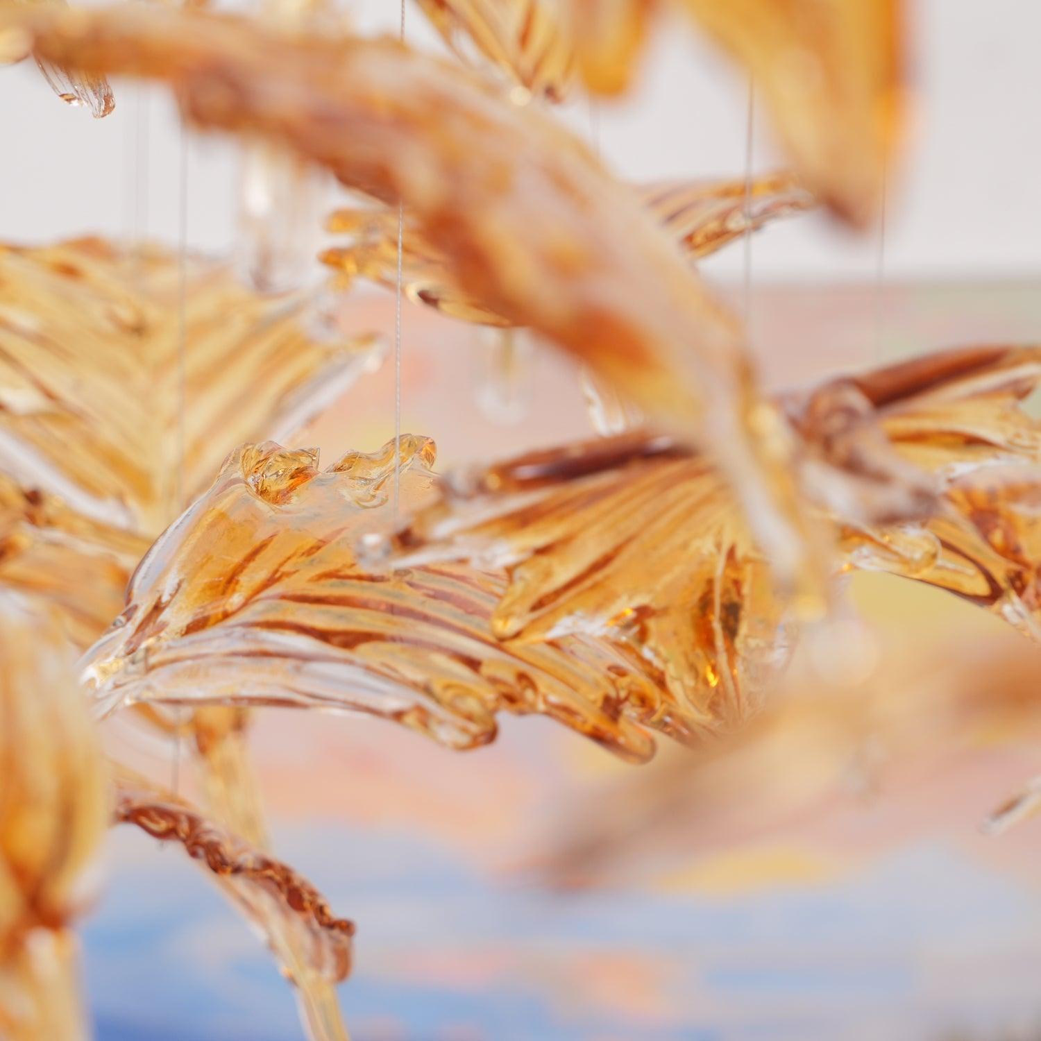 Artistic Multicolor Crystal Maple Leaf Chandelier Luxury Glass Leaf LED Pendant Light